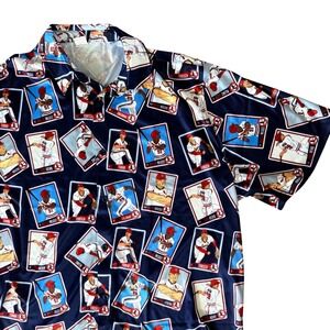 MLB St Louis Cardinals Baseball Card Shirt Mens XL Navy Blue HOF game day retro